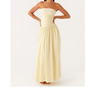 Peppermayo Carmel Strapless Maxi Dress Butter Yellow